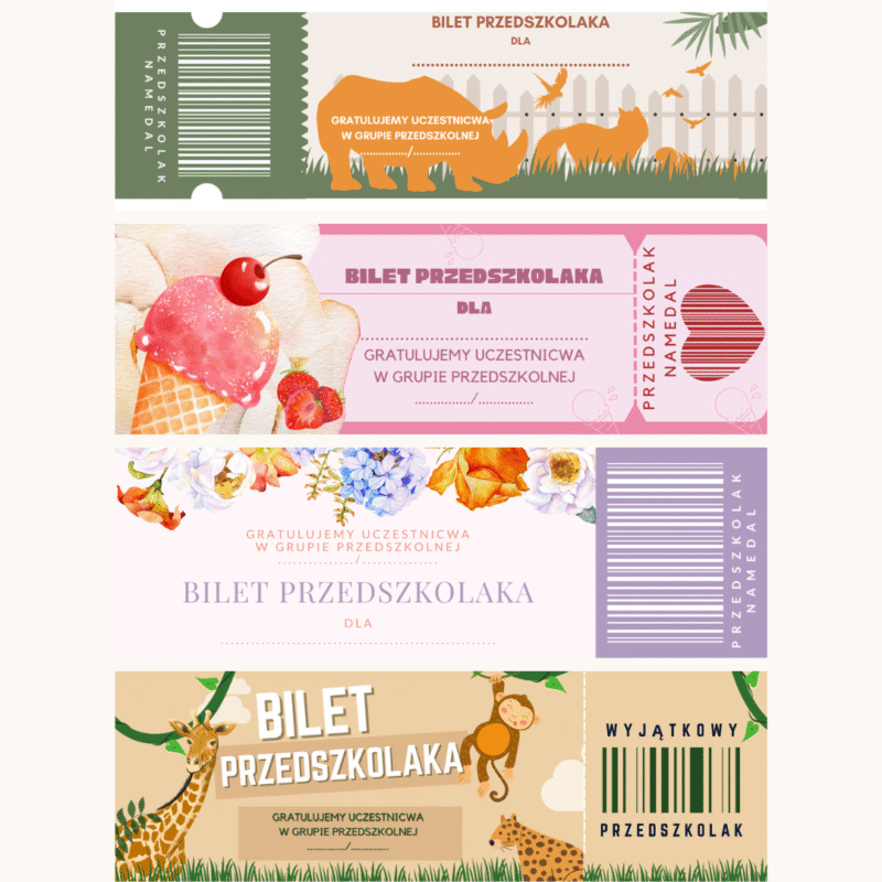 Bilet przedszkolaka na zakończenie roku przedszkolnego