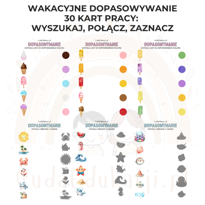 Wakacyjne dopasowywanie - karty pracy: odszukaj, połącz, zaznacz - obrazek 3
