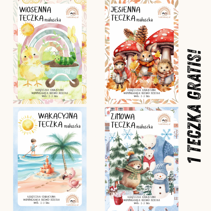 Zestaw 4 Teczek Maluszka (2–3 lata) – 400 kart pracy PDF