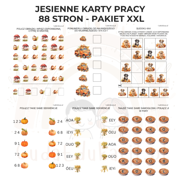 Jesienne karty pracy - pakiet XXL PDF - obrazek 4