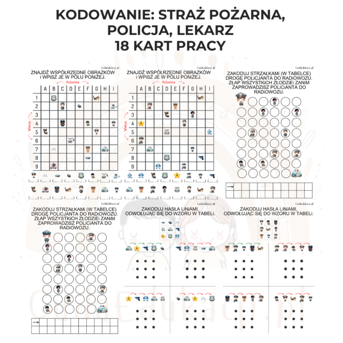 Kodowanie - 18 kart pracy: straż pożarna, policja, lekarz - obrazek 4