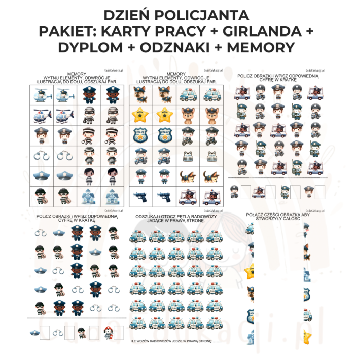 Dzień Policjanta: karty pracy, dyplom, girlanda, odznaki i memory - obrazek 3