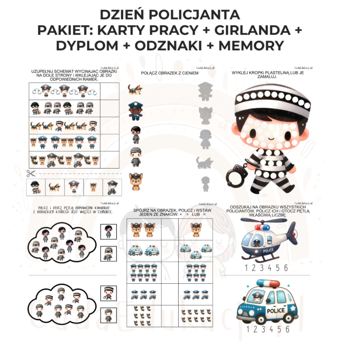 Dzień Policjanta: karty pracy, dyplom, girlanda, odznaki i memory - obrazek 4