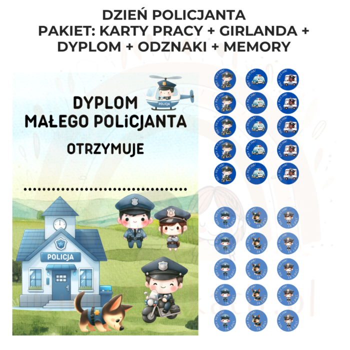 Dzień Policjanta: karty pracy, dyplom, girlanda, odznaki i memory - obrazek 7