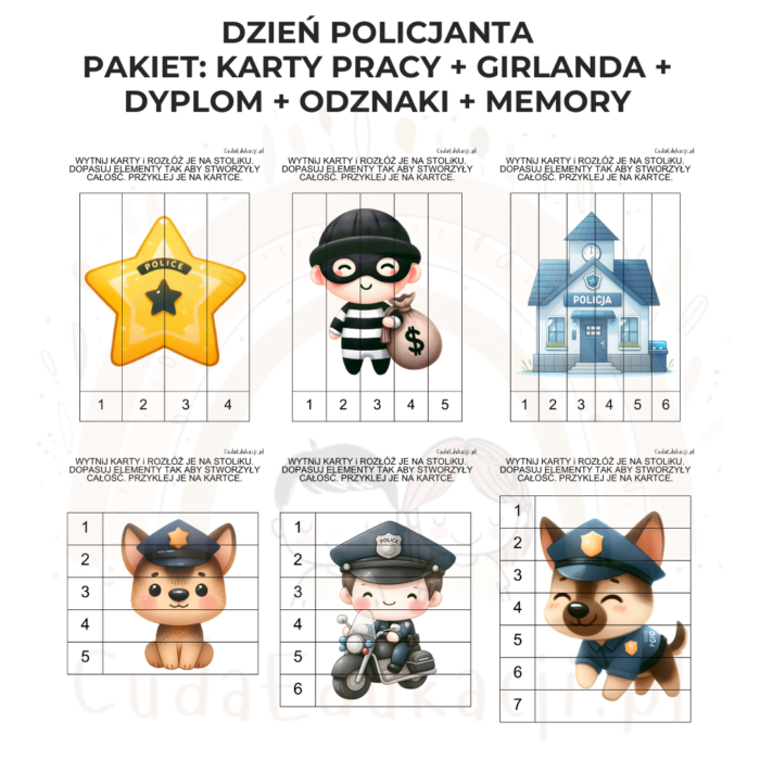 Dzień Policjanta: karty pracy, dyplom, girlanda, odznaki i memory - obrazek 8
