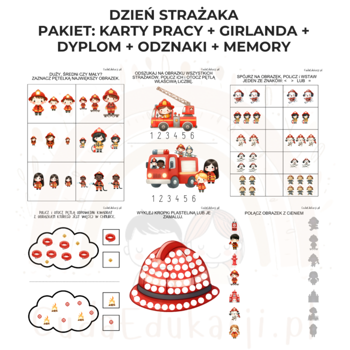 Dzień Strażaka: karty pracy, dyplom, girlanda, odznaki i memory - obrazek 4