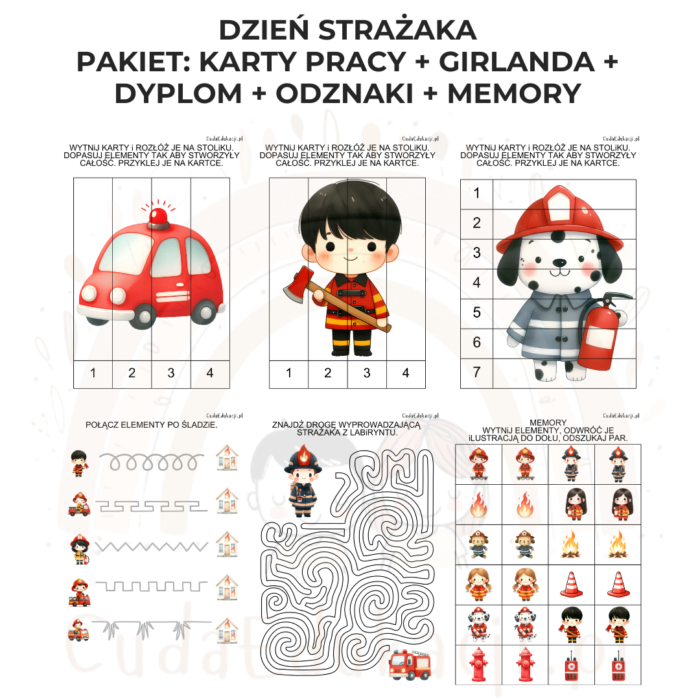 Dzień Strażaka: karty pracy, dyplom, girlanda, odznaki i memory - obrazek 7