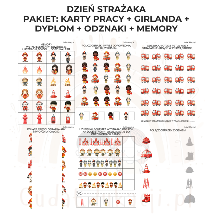 Dzień Strażaka: karty pracy, dyplom, girlanda, odznaki i memory - obrazek 8