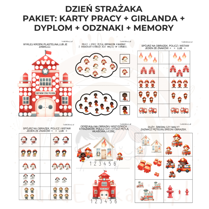 Dzień Strażaka: karty pracy, dyplom, girlanda, odznaki i memory - obrazek 9