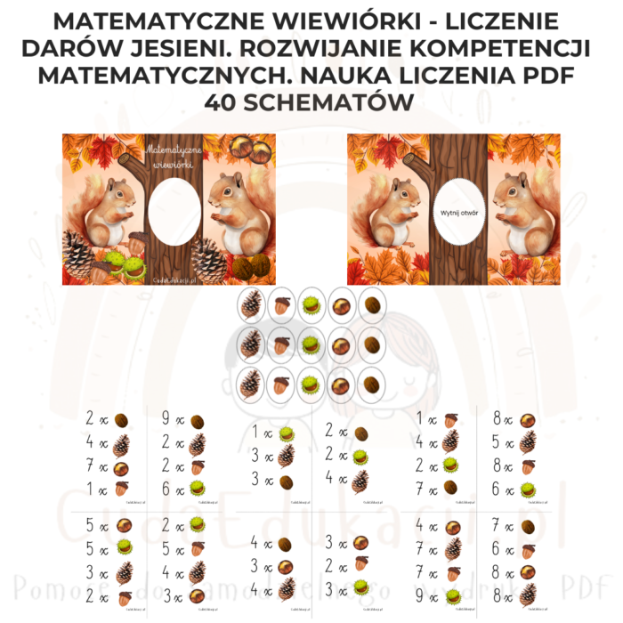 Matematyczne wiewiórki - liczenie darów jesieni. Rozwijanie kompetencji matematycznych. Nauka liczenia PDF - obrazek 2