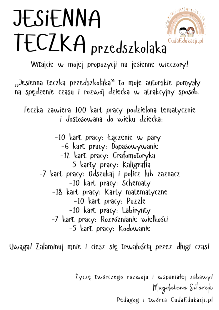 Jesienna teczka przedszkolaka 4-5 lat karty pracy PDF - obrazek 2