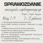 Sprawozdanie nauczyciela współorganizującego – autyzm i zespół Aspergera, I i II półrocze, klasy I-III