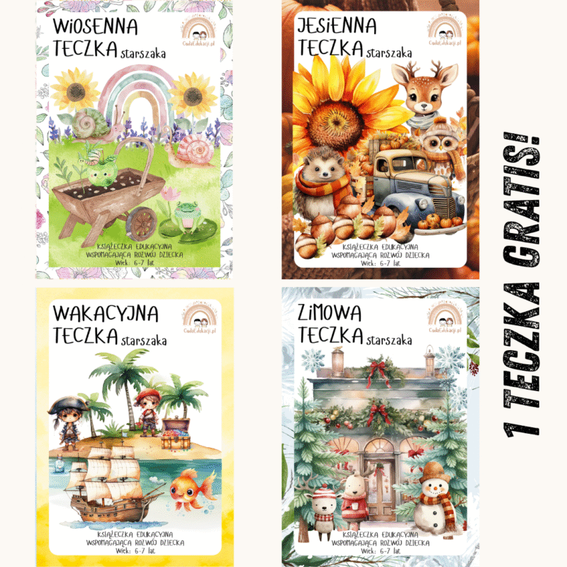 Zestaw 4 Teczek Starszaka (6–7 lat) – 400 kart pracy PDF