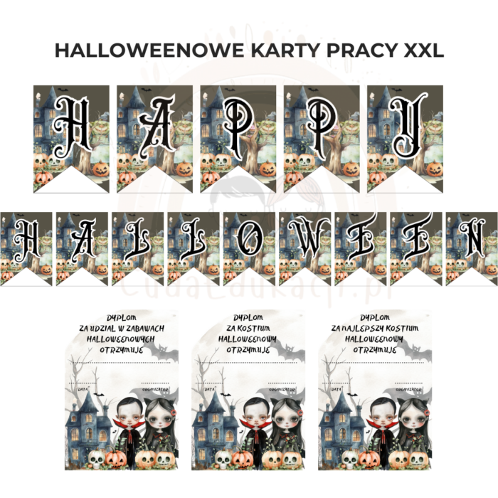 Halloween -owe karty pracy - Pakiet XXL PDF - obrazek 2