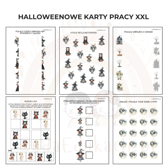 Halloween -owe karty pracy - Pakiet XXL PDF - obrazek 5