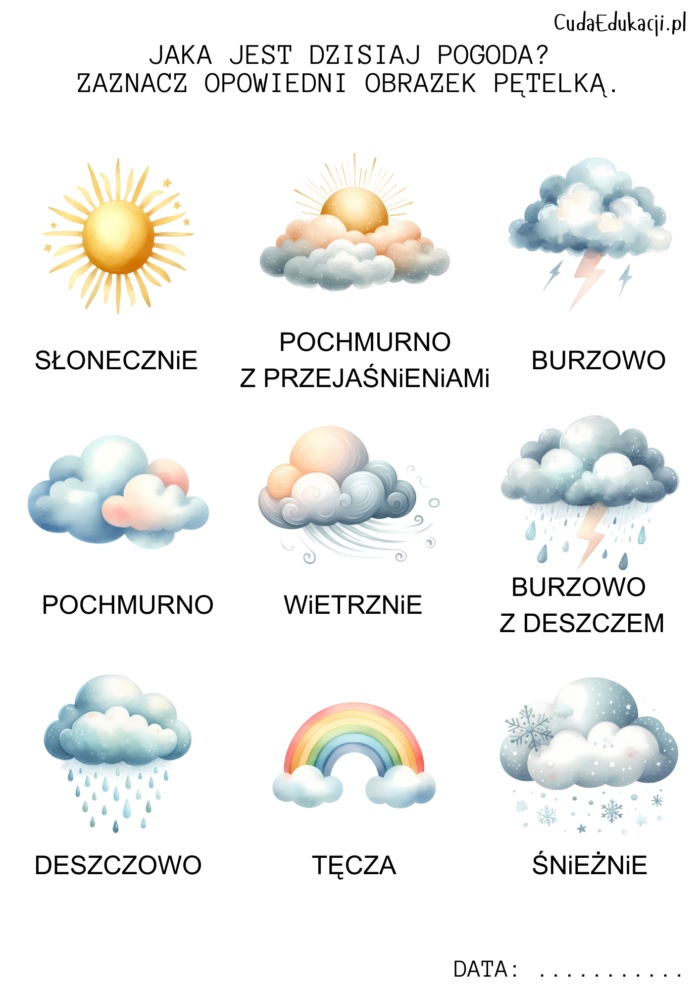 Karty pogody i deszczowe zabawy - karty pracy PDF - obrazek 20