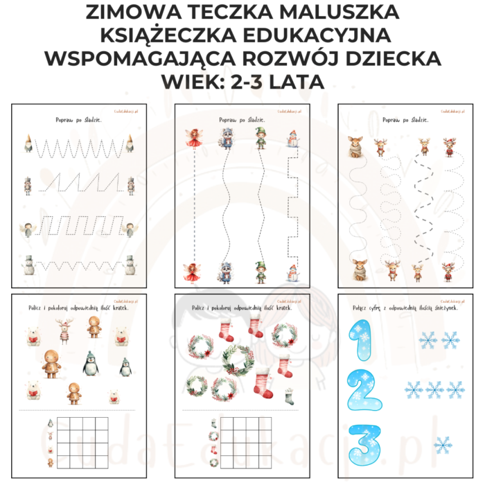 Zimowa teczka maluszka 2-3 lata karty pracy PDF - obrazek 2