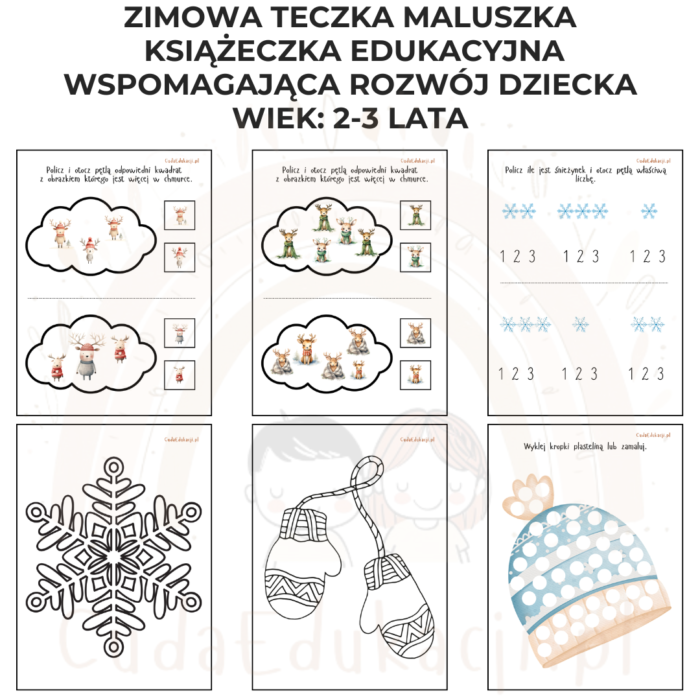 Zimowa teczka maluszka 2-3 lata karty pracy PDF - obrazek 3