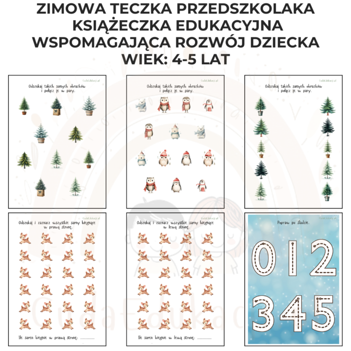 Zimowa teczka przedszkolaka 4-5 lat karty pracy PDF - obrazek 2