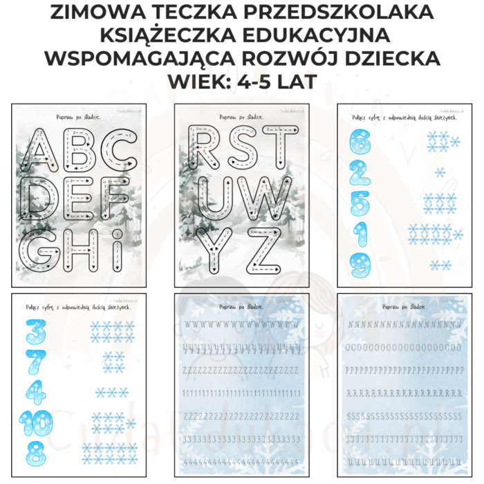Zimowa teczka przedszkolaka 4-5 lat karty pracy PDF - obrazek 3