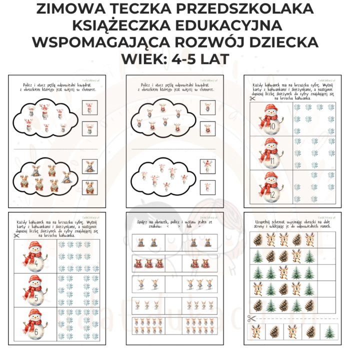 Zimowa teczka przedszkolaka 4-5 lat karty pracy PDF - obrazek 4