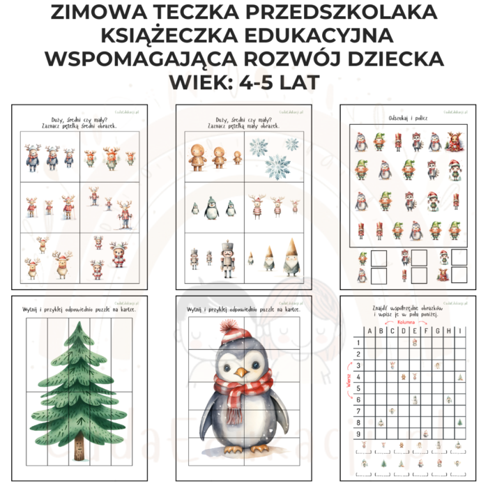 Zimowa teczka przedszkolaka 4-5 lat karty pracy PDF - obrazek 5