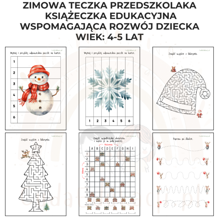 Zimowa teczka przedszkolaka 4-5 lat karty pracy PDF - obrazek 6