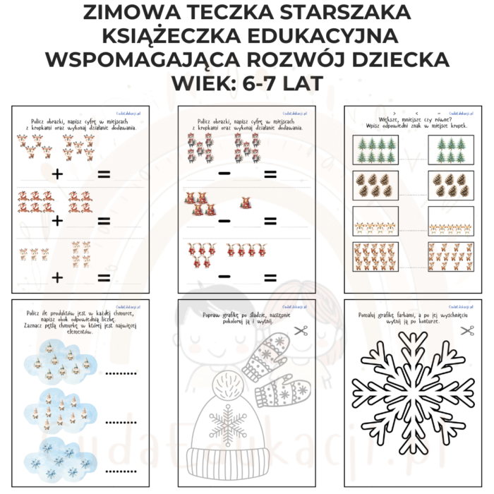 Zimowa teczka starszaka 6-7 lat karty pracy PDF - obrazek 2