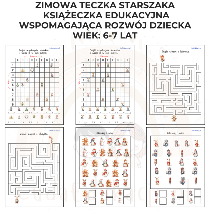 Zimowa teczka starszaka 6-7 lat karty pracy PDF - obrazek 3