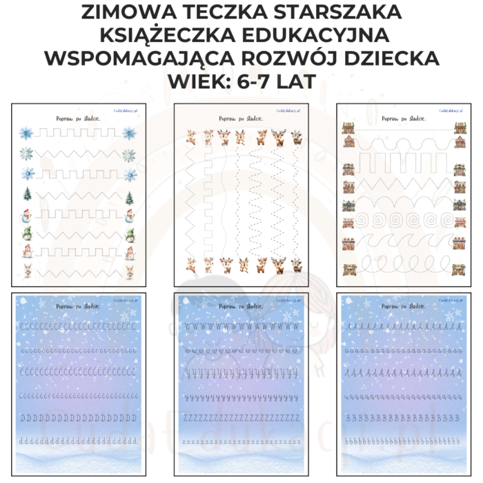 Zimowa teczka starszaka 6-7 lat karty pracy PDF - obrazek 5