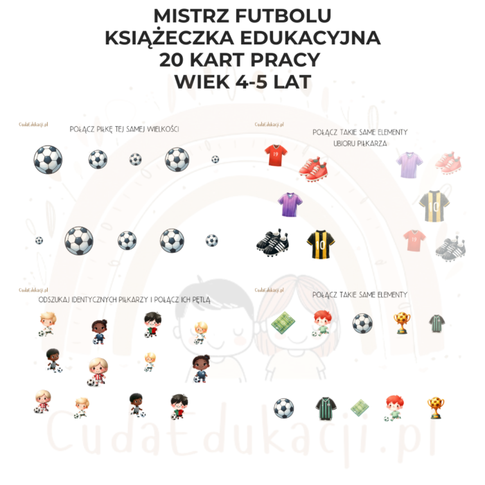 Mistrz Futbolu. Książeczka edukacyjna PDF, 20 kart pracy 4-5 lat - obrazek 3