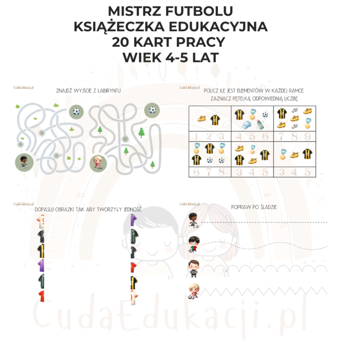 Mistrz Futbolu. Książeczka edukacyjna PDF, 20 kart pracy 4-5 lat - obrazek 4