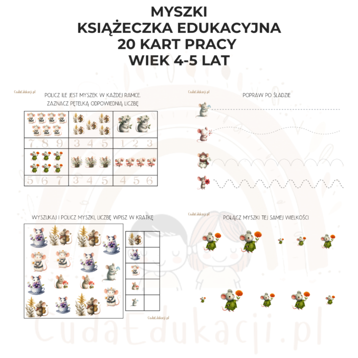 Myszki. Książeczka edukacyjna PDF, 20 kart pracy 4-5 lat - obrazek 3