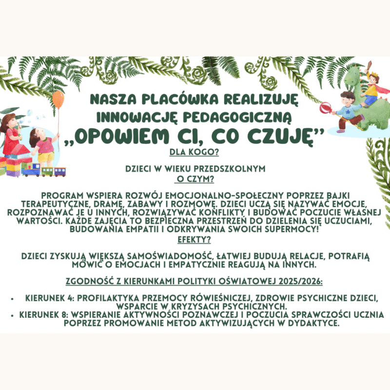Innowacja pedagogiczna "Opowiem Ci, co czuję" - PRZEDSZKOLE