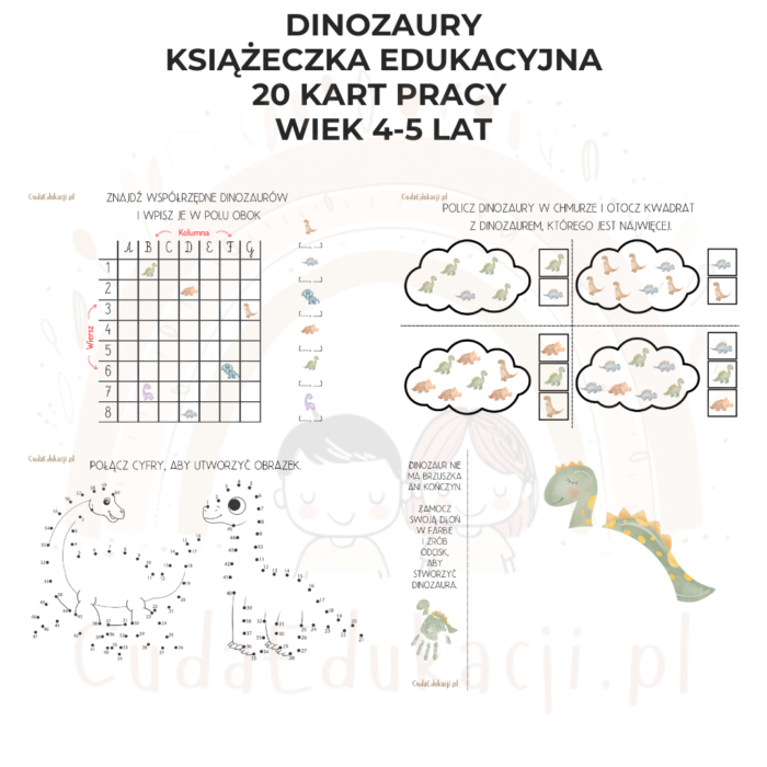 Dinozaury. Książeczka edukacyjna PDF, 20 kart pracy 4-5 lat - obrazek 4