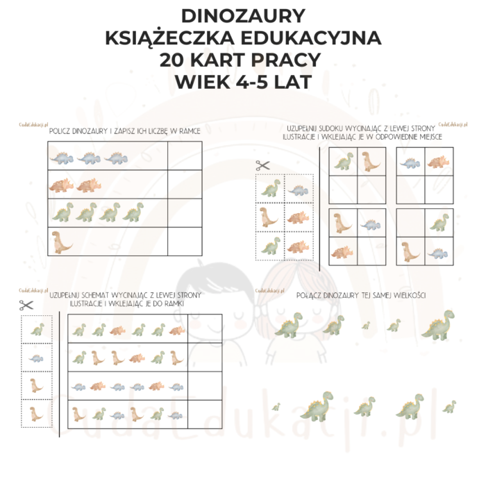 Dinozaury. Książeczka edukacyjna PDF, 20 kart pracy 4-5 lat - obrazek 5