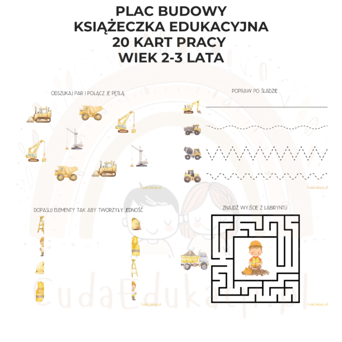Plac budowy. Książeczka edukacyjna PDF, 20 kart pracy 2-3 lata - obrazek 2