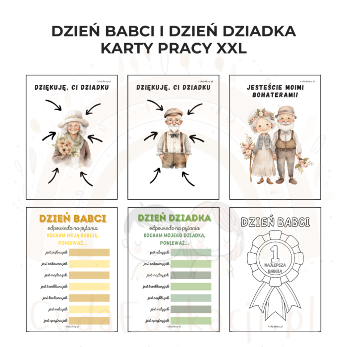 Dzień Babci i Dzień Dziadka karty pracy XXL PDF - obrazek 3