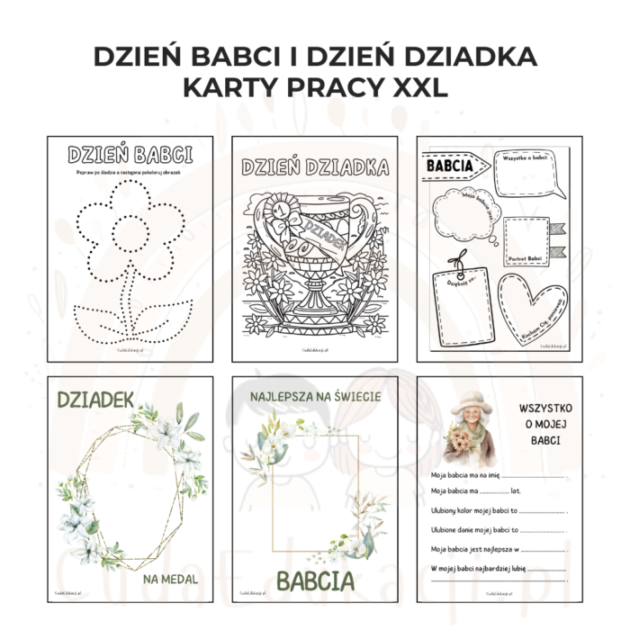Dzień Babci i Dzień Dziadka karty pracy XXL PDF - obrazek 4