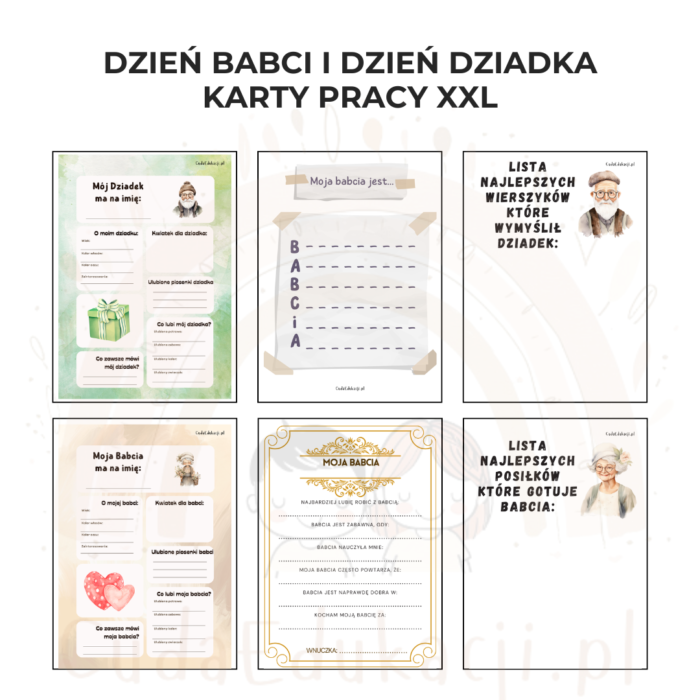 Dzień Babci i Dzień Dziadka karty pracy XXL PDF - obrazek 5