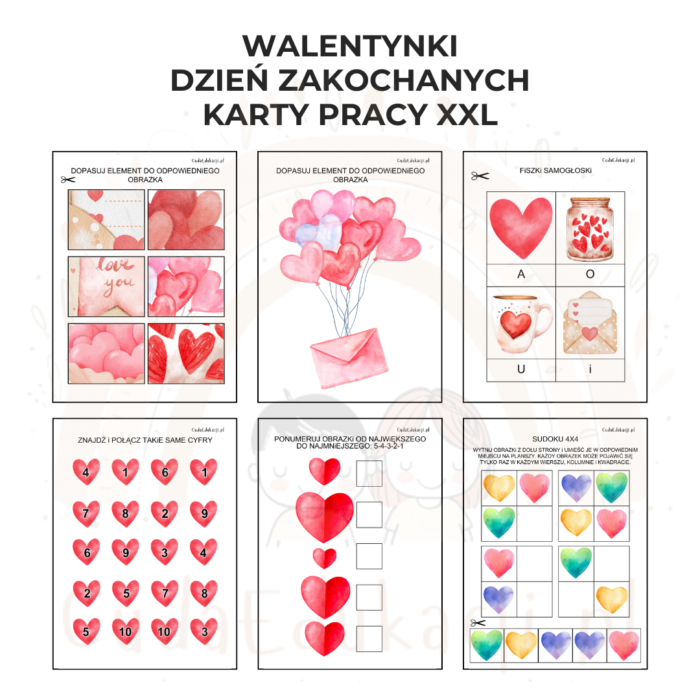 Walentynkowe karty pracy XXL PDF - obrazek 2