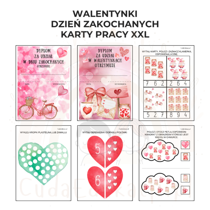 Walentynkowe karty pracy XXL PDF - obrazek 6