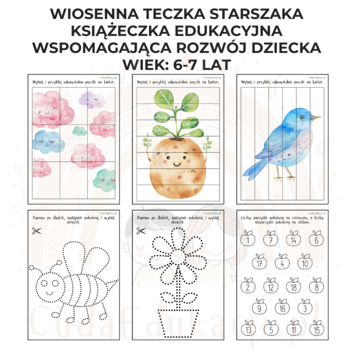 Wiosenna teczka starszaka 6-7 lata karty pracy PDF - obrazek 4