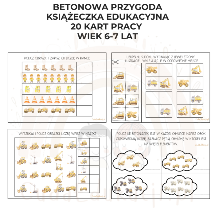 Betonowa Przygoda. Książeczka edukacyjna PDF, 20 kart pracy 6-7 lat - obrazek 3