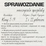 Sprawozdanie nauczyciela specjalisty – rewalidacja Autyzm i zespół Aspergera, Klasy I–III