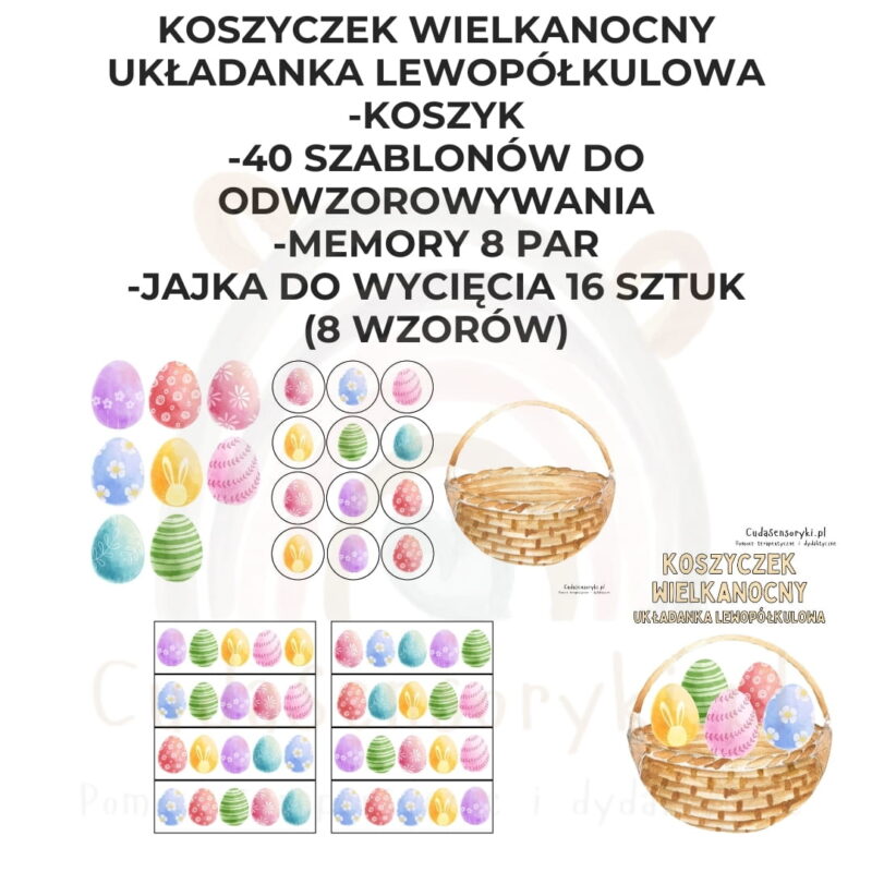 Koszyczek Wielkanocny - układanka lewopółkulowa PDF