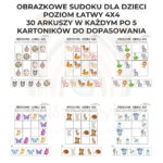 Obrazkowe sudoku dla dzieci poziom łatwy 4x4 PDF do wydruku