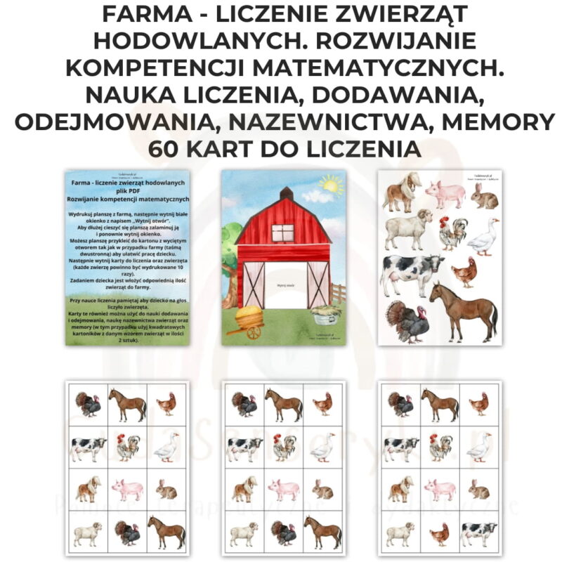 Farma - liczenie zwierząt hodowlanych. Rozwijanie kompetencji matematycznych. Nauka liczenia PDF