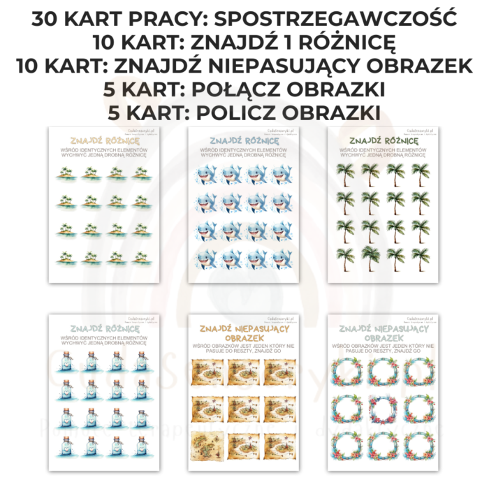 Percepcja wzrokowa i koncentracja uwagi, ćwiczenia na spostrzegawczość karty pracy PDF