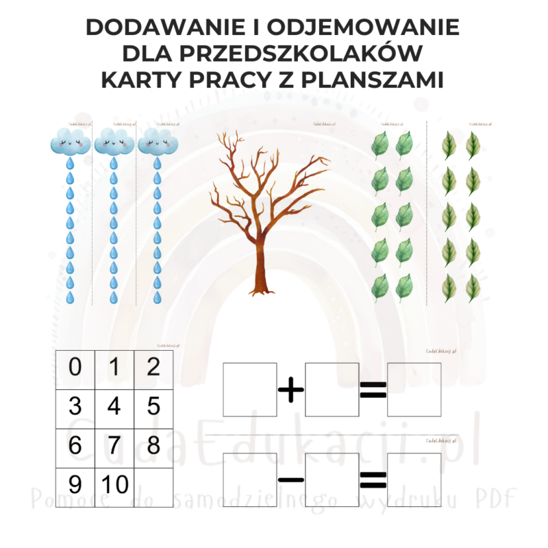 Dodawanie i odejmowanie dla przedszkolaków - nauka liczenia PDF
